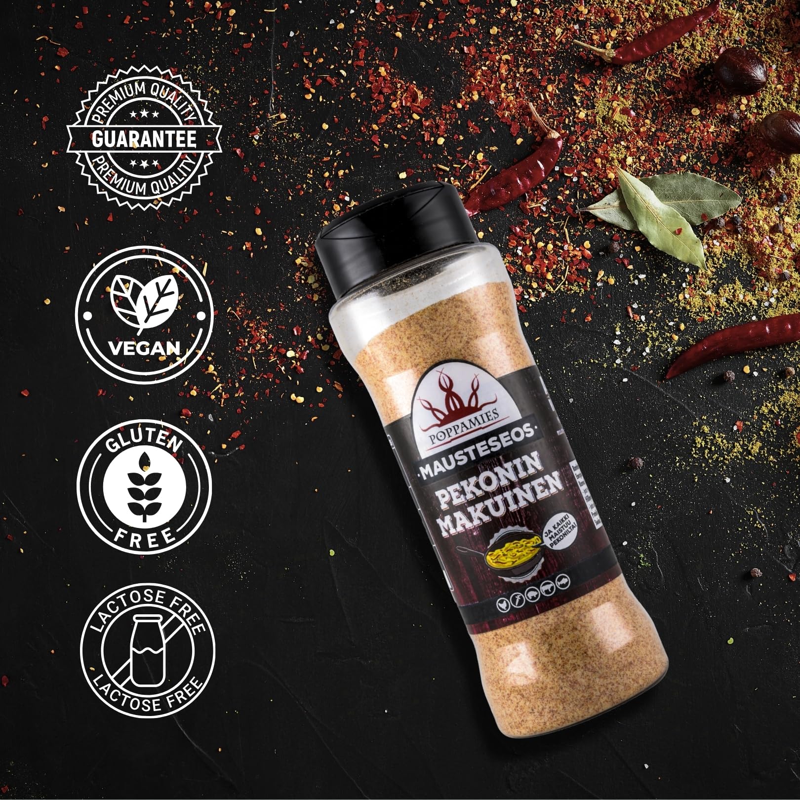 Poppamies Pekonin Makuinen - Mezcla de especias con sabor a tocino - Ideal para carne, patatas y verduras - 100 g