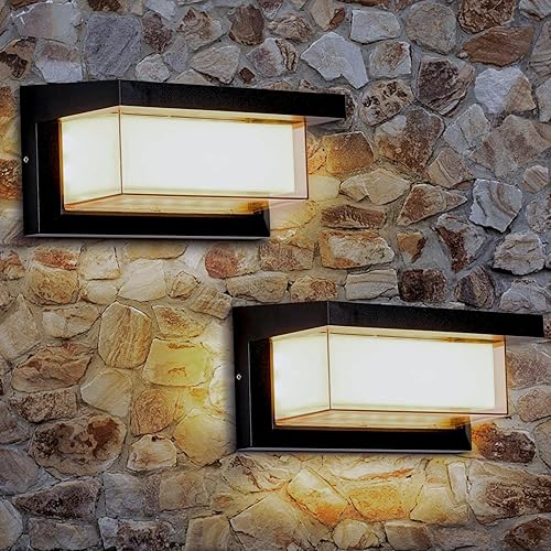 Degruand Lámpara de pared LED moderna para exteriores, 3000 K, impermeable, antioxidante, rectangular, horizontal, para patio, porche, puerta