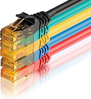 SEBSON CAT6 Ethernet Cable 0.5m, Gigabit Lan Network Cable RJ45, 1000Mbit/s High Speed, U-UTP, Patch Cable for Router, PC, TV, Set of 5 coloured