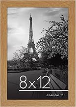 Americanflat 8x12 Picture Frame in Dark Oak - Engineered Wood with Shatter Resistant Glass - Horizontal and Vertical Formats for Wall and Tabletop