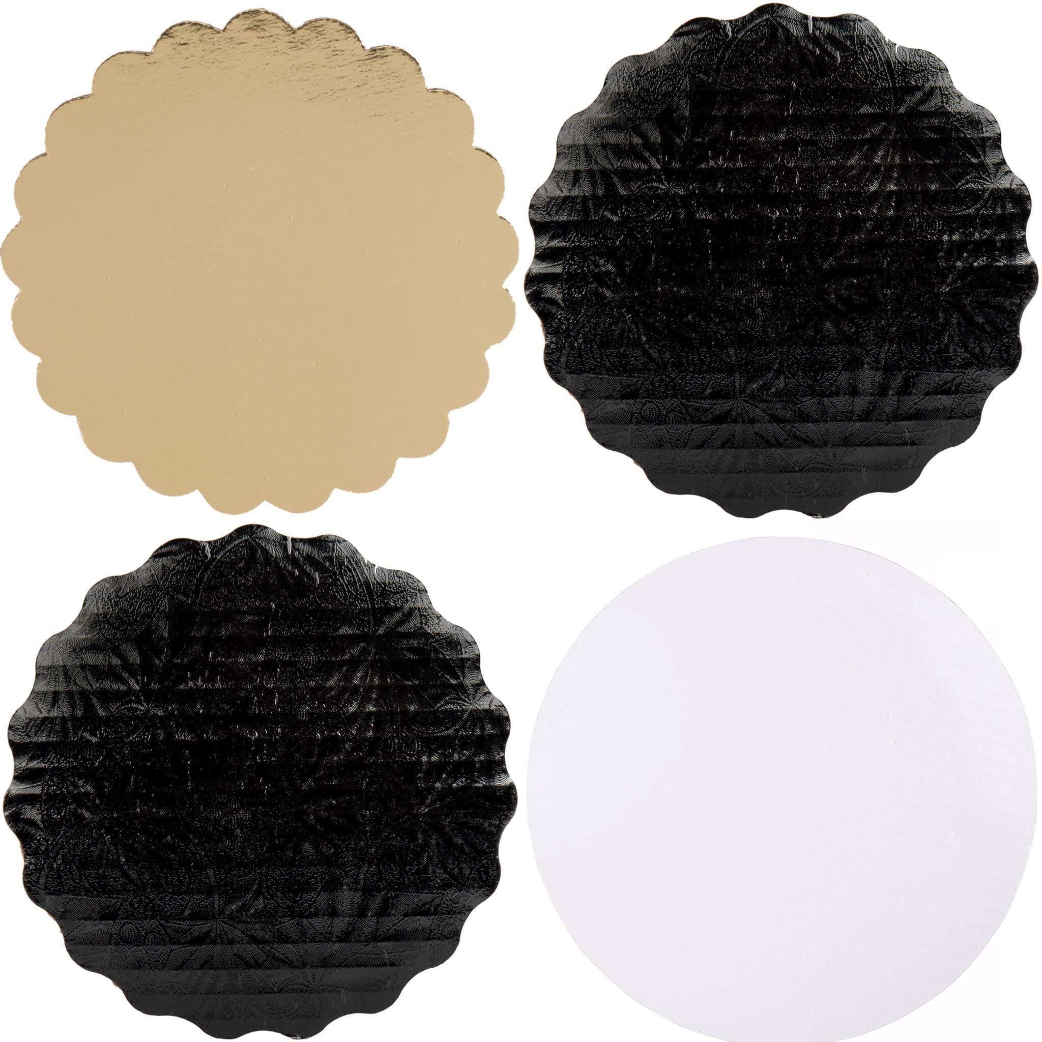 Cake Circle Boards - 15 Pack Black White Gold -1