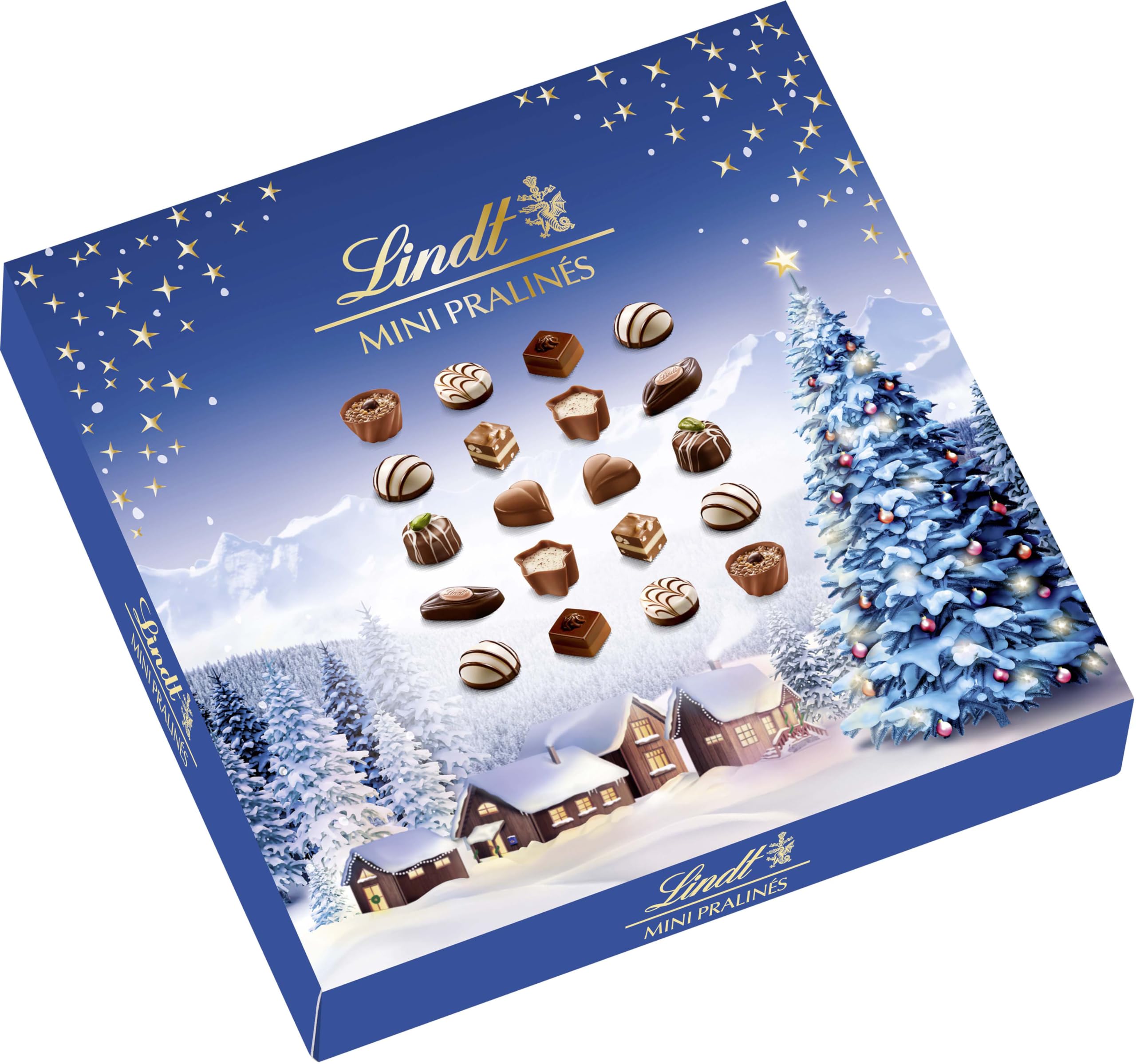 Lindt Schokolade Weihnachts-Zauber Mini Pralinés | 100g | 20 weihnachtliche Pralinen in 9 Sorten, zum Teil alkoholhaltig | Schokoladen-Geschenk zu Weihnachten | Pralinen-Geschenk