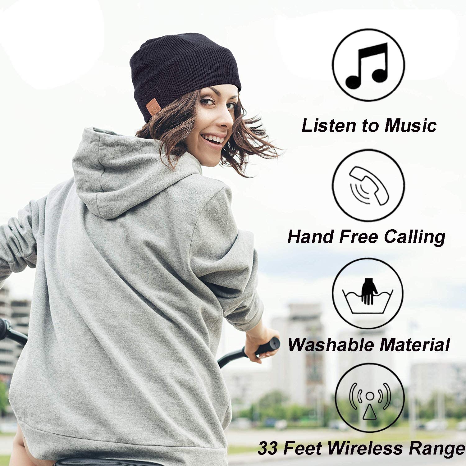 Regalo Uomo Cappello Bluetooth Berretto Uomo Idee Regalo Natale Cappello Sportivi Musicale Bluetooth Lavorato a Maglia Berretto Cappello Invernali con Cuffie Stereo e Microfono Vivavoce