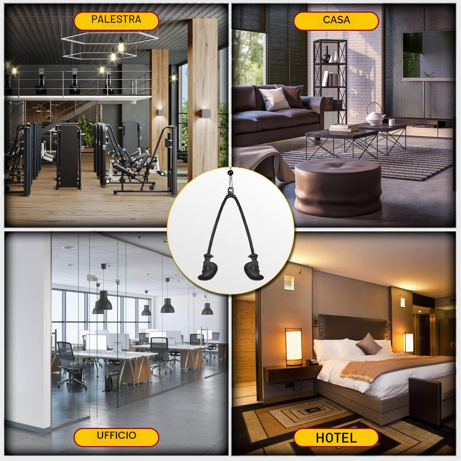 DASKING Corda Tricipiti per Cavi, Attrezzo Palestra Morbido per Lat Machine e Curl Bicipiti - Impugnatura Ergonomica Antiscivolo per Allenamento Sicuro - Accessorio Fitness per Home Gym e Bodybuilding