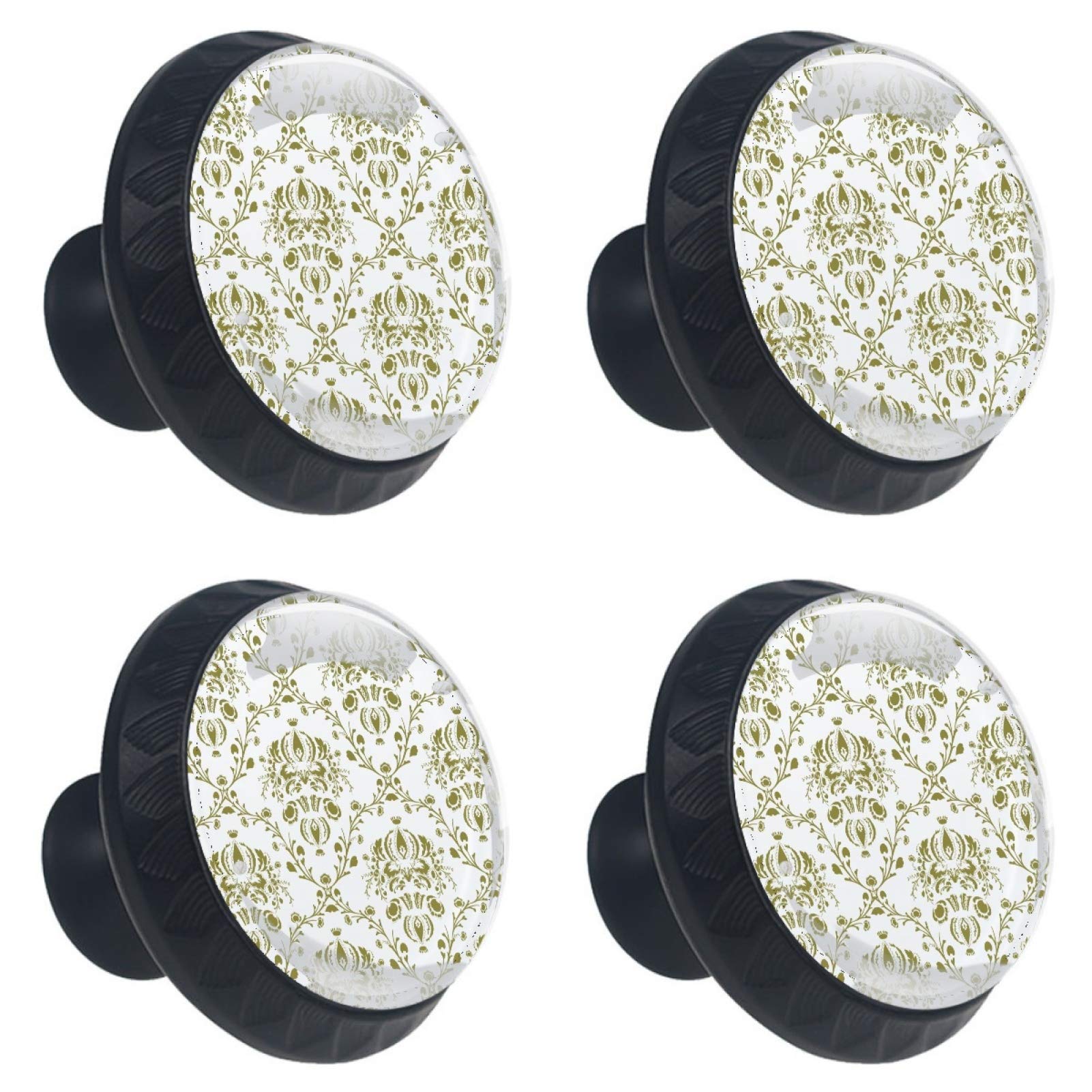 Boutons de meuble ronds en verre à fleurs 30mm poignée de tiroir vintage