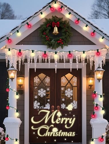 Miniatura 37 de Luces de Navidad multicolor para exteriores de 50 pies, G40 con 27 bombillas coloridas de cerámica (2 de repuesto), luces de bistró de Navidad LED