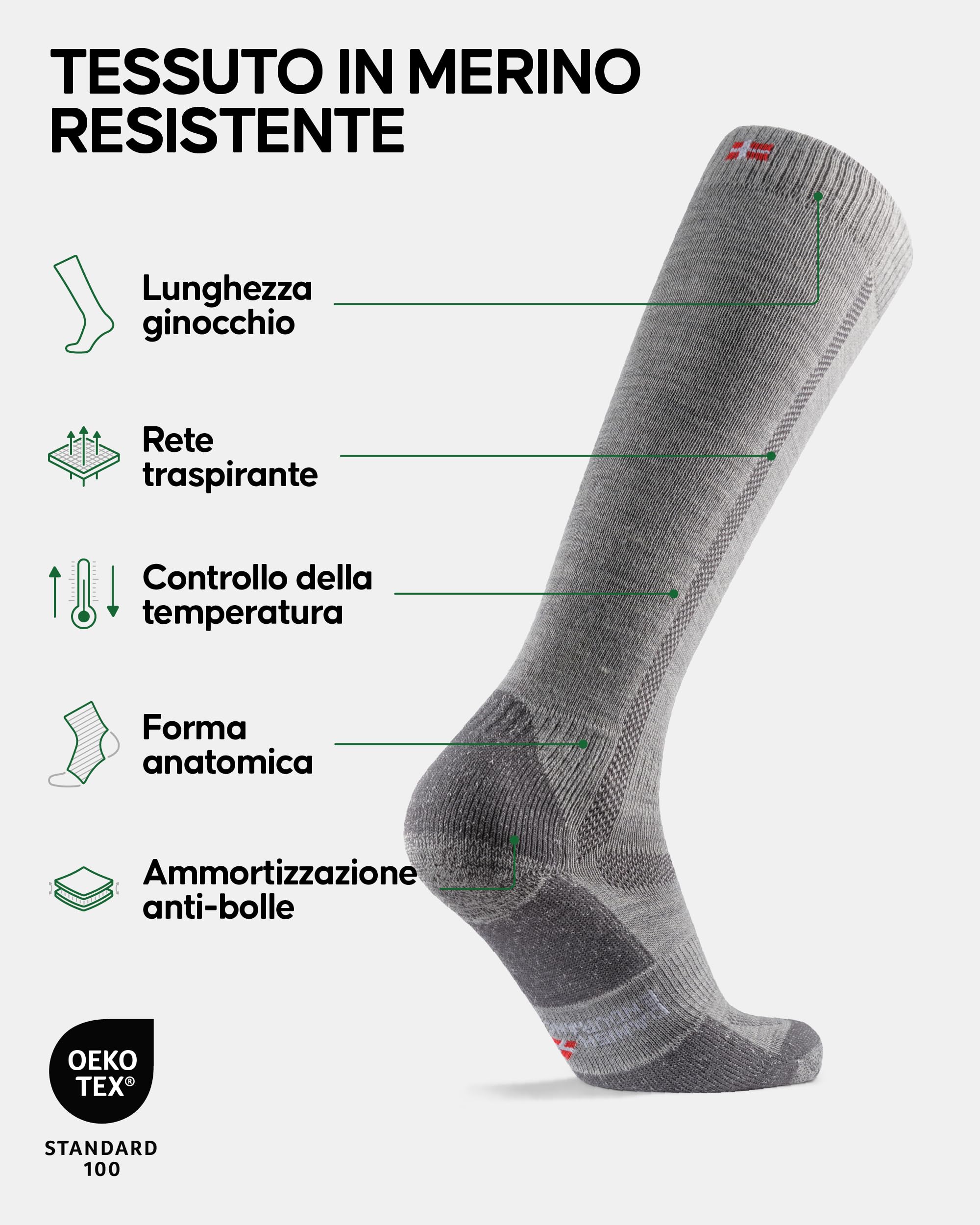 DANISH ENDURANCE Calze Lunghe da Trekking in Lana Merino, Calzini Anti Vesciche, da Uomo e Donna