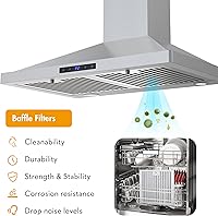 Vista 4 de FIREGAS Range Hood 30 inch Wall Mount,450 CFM Ducted/Ductless Range Hood with Stainless Steel,Stove Hood Vent for Kitchen with 3 Speed Fan,Permanent
