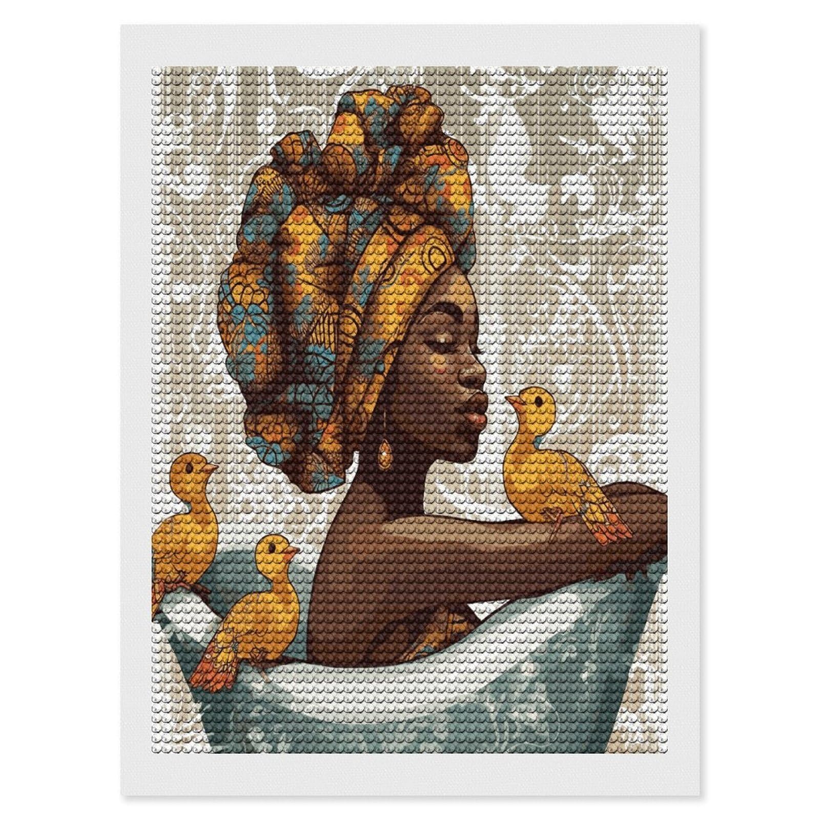 JTREHY African Women Diamond Art Kits Personalized DIY Round Diamond Painting Kits for Beginner Full Drill Diamonds Dots Paintings for Adults Gem Art Crafts Home Decor