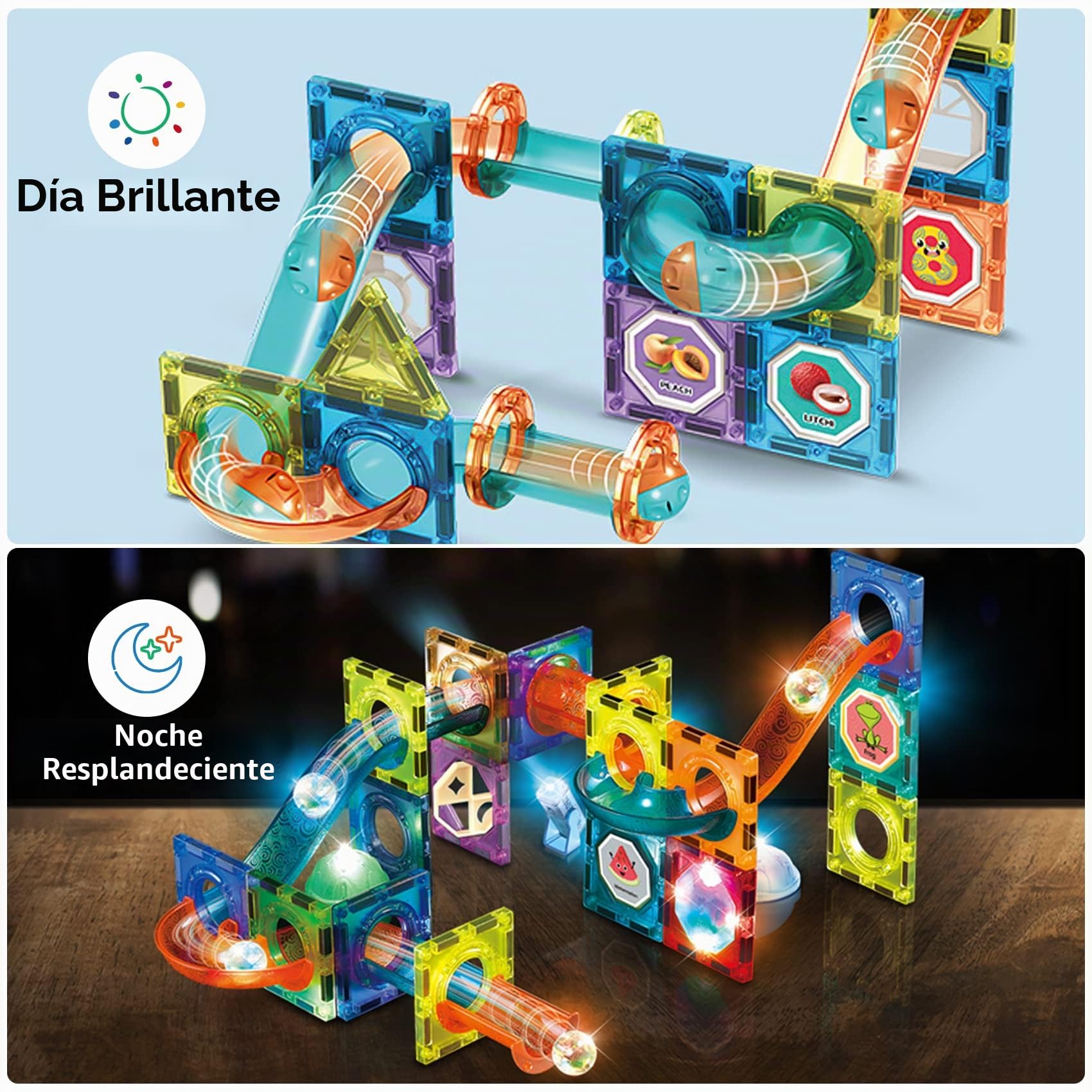 Bloques de Construcción Magnéticos, 110 Piezas Stem Juegos Educativos Magnética Hoja Construcciones de Pistas Regalo Creativo para 3-12 Años Niños y Niñas
