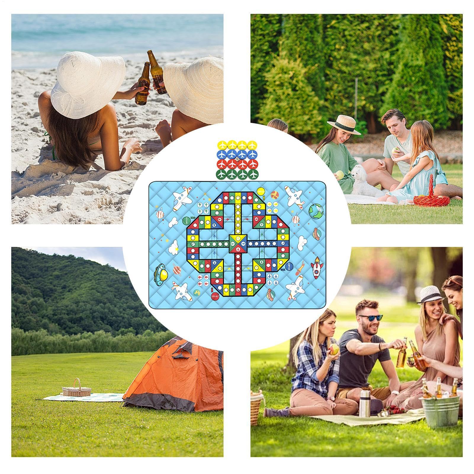 Tappetino Impermeabile da Coperta da Picnic Impermeabile con Pezzi degli | Tappetino Leggero Pieghevole Per Gattonare Bambini 3 Uso All Aperto In Prato Spiaggia E