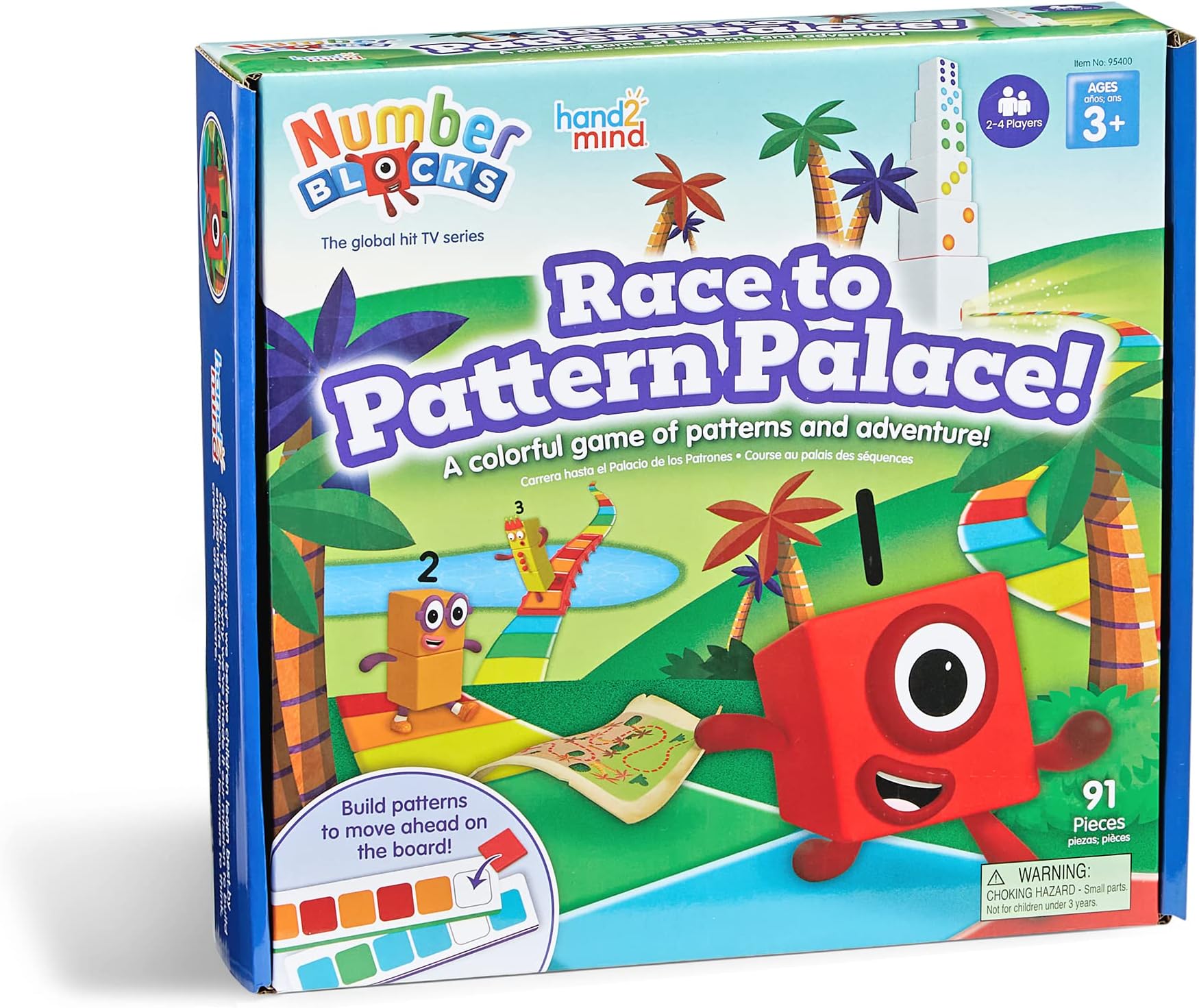 – HM95400-UK Board Game "Race to the Pattern Palace" Number Blocks Gifts, Math Games for Children Aged 3+ Counting, Learning Colours, 91-Piece