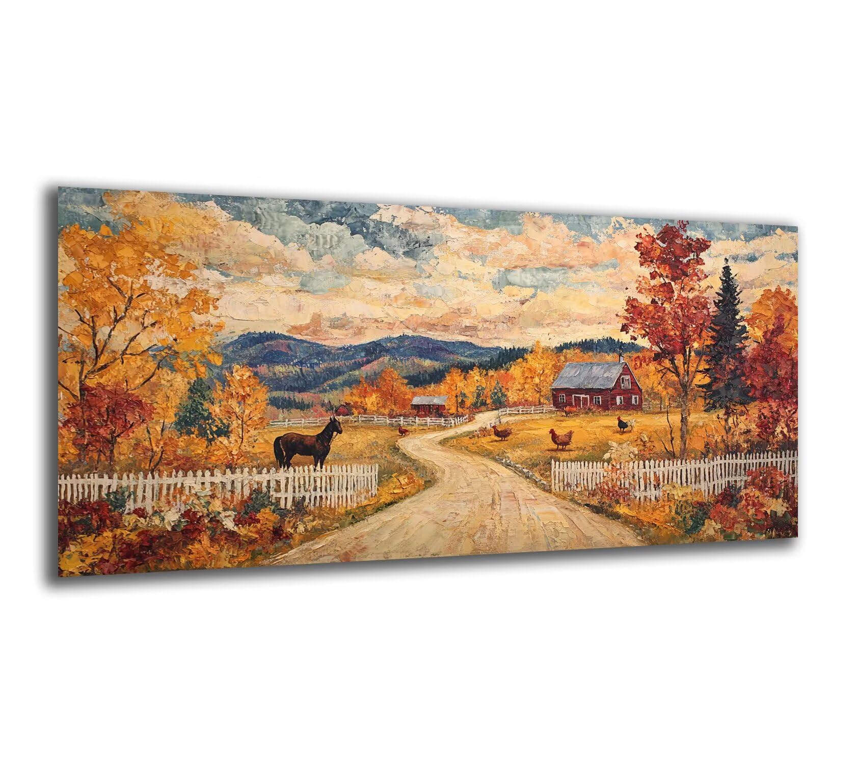 Malen Nach Zahlen Erwachsene Herbst Klein Malen Nach Zahlen 80X40cm, Bauernhof Bastelset Erwachsene Frauen, Farbiges Leinwand Acrylfarben DIY Ölgemälde Set Dekoration Geschenke für Fraue/Männer-z1260