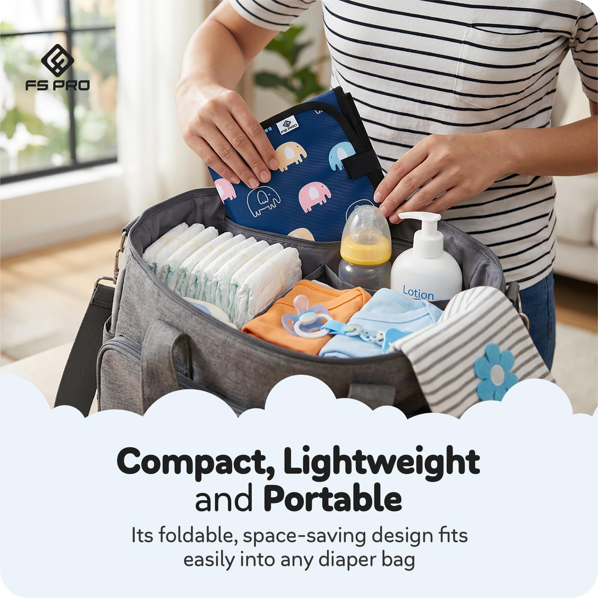 FS Pro Baby Portable Nappy Changing Mat - Foldable Travel Wipe Clean Large Waterproof Change Mat Padded (Multicolor) - Image 4