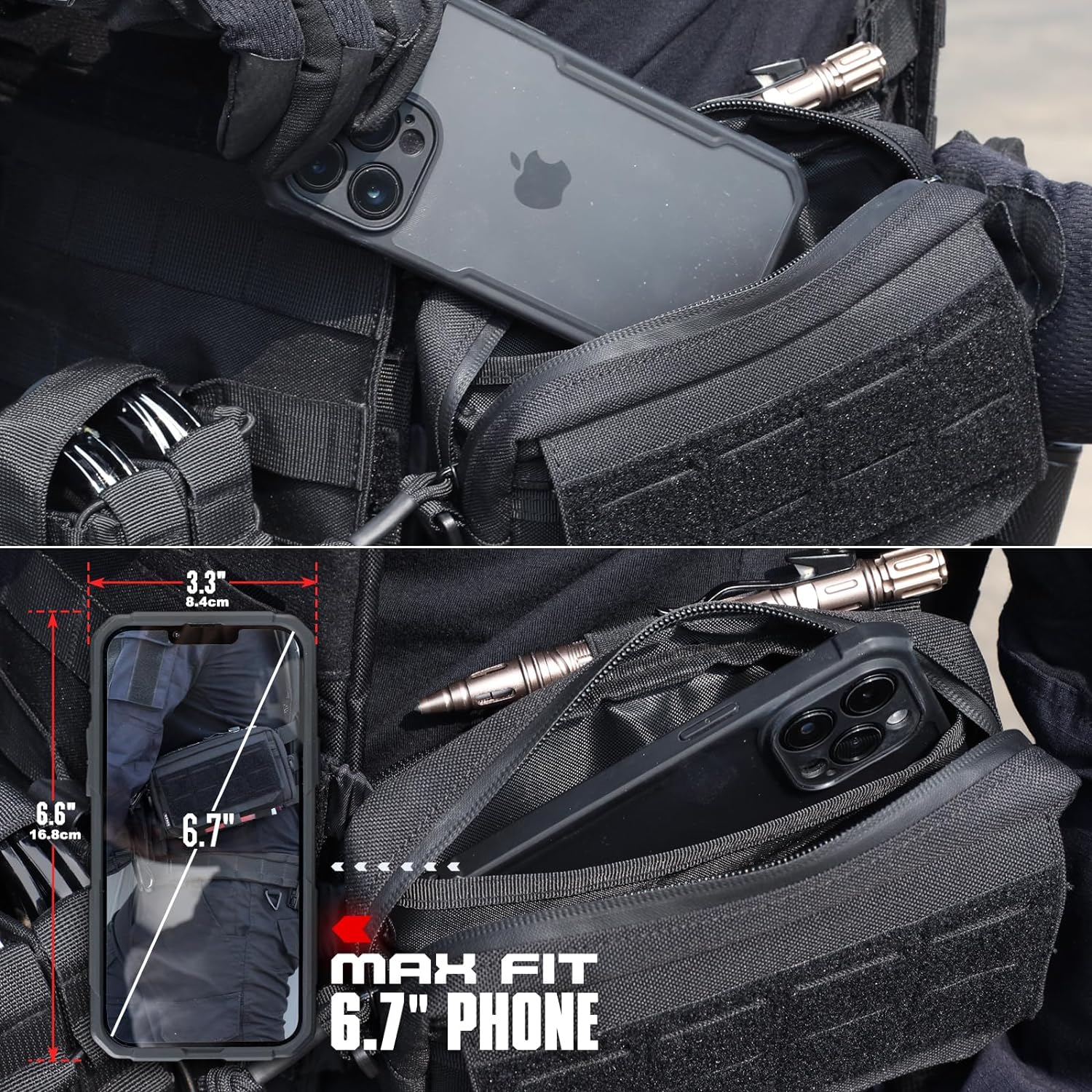 WYNEX Tactical Molle Admin Pouch,Tactical EDC Bag Utility Laser Cut EDC Tool Pouch Bag Annexes with American Flag - Image 5