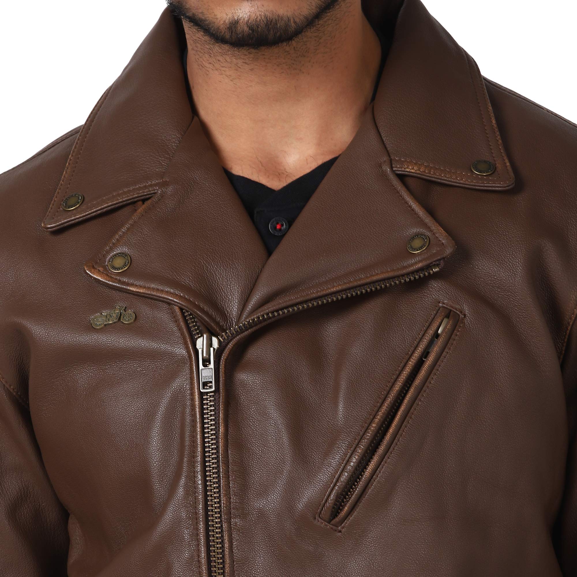 vintage‼︎ W-Riders JKT. Leather Forever Royal Enfield Vintage Rider Leather Jacket Dark Tan M