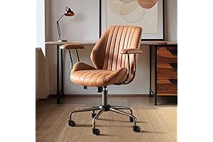 Mid Back Ergonomic Office Chair with Non-Leather Suede, Swivel Task Chair with Lumbar Support