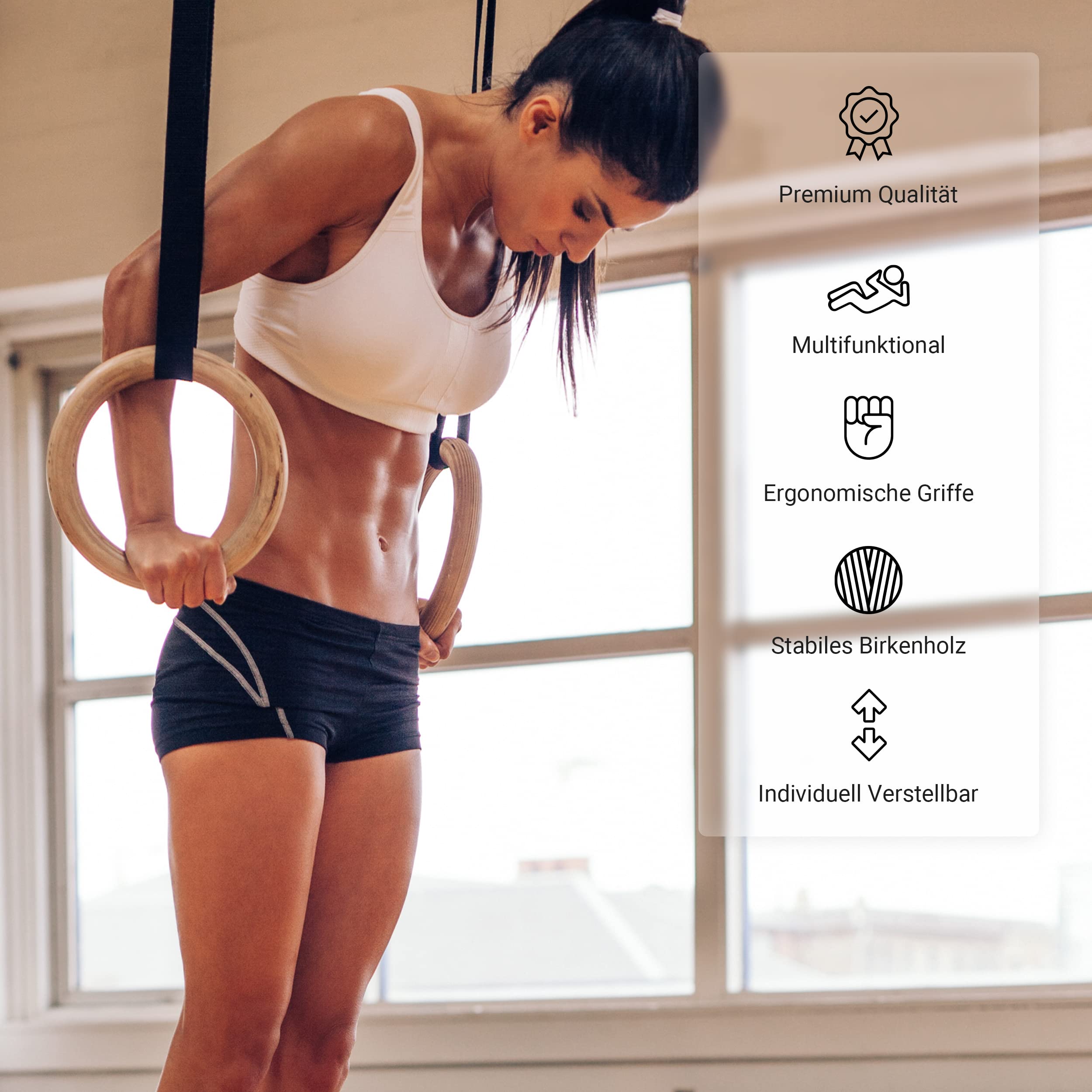 MSPORTS Turnringe im Paar Premium Holz Gymnastikringe Ringe Turnen Outdoor 28mm oder 32mm Für Sport Fitness Training Professionell