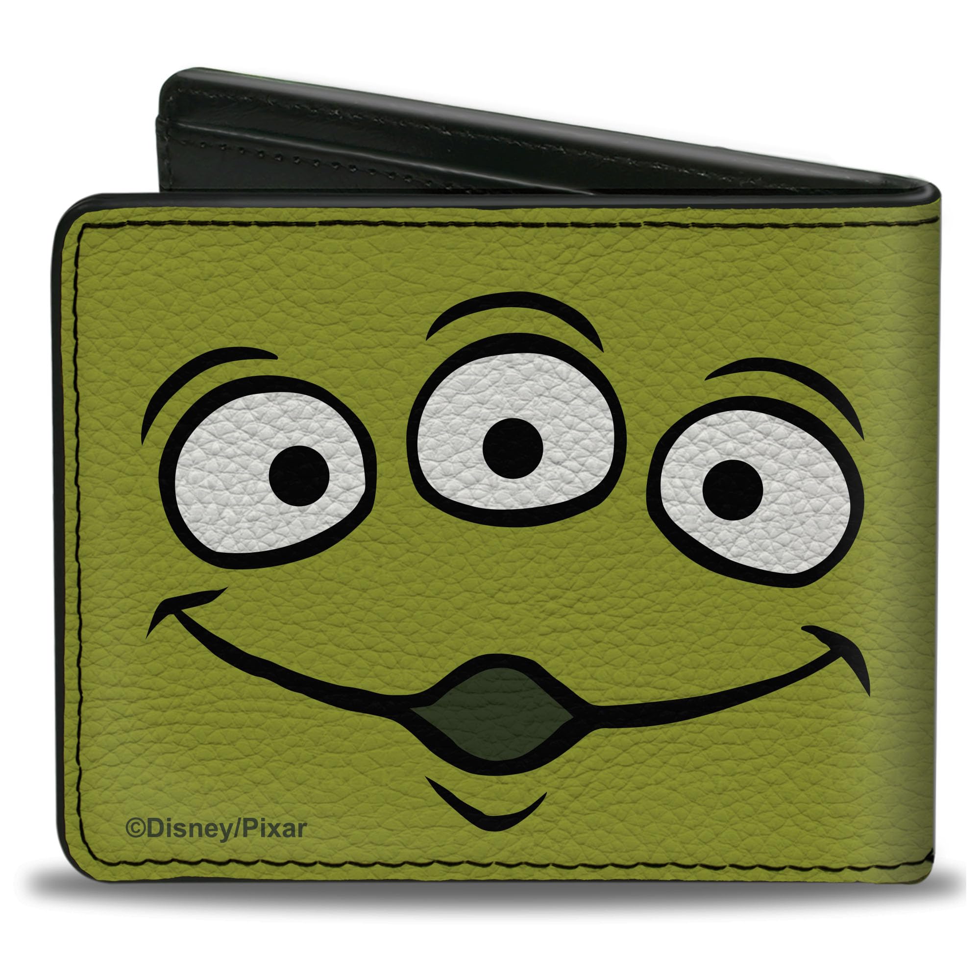 Buckle-Down Disney Wallet, Bifold, Toy Story Alien Eyes Character Close Up Green, Vegan Leather