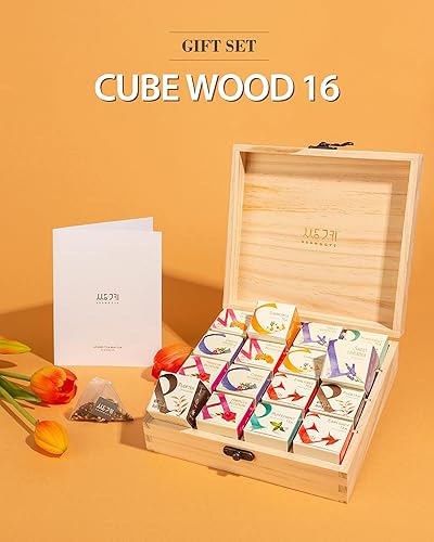 Miniatura 2 de Ssanggye Cubewood - Juego de regalo de 16 piezas, 0.78 onzas (16 unidades, 8 sabores x 2EA) Hierba Floral Blended Signature Puer Earlgrey Hibiscus