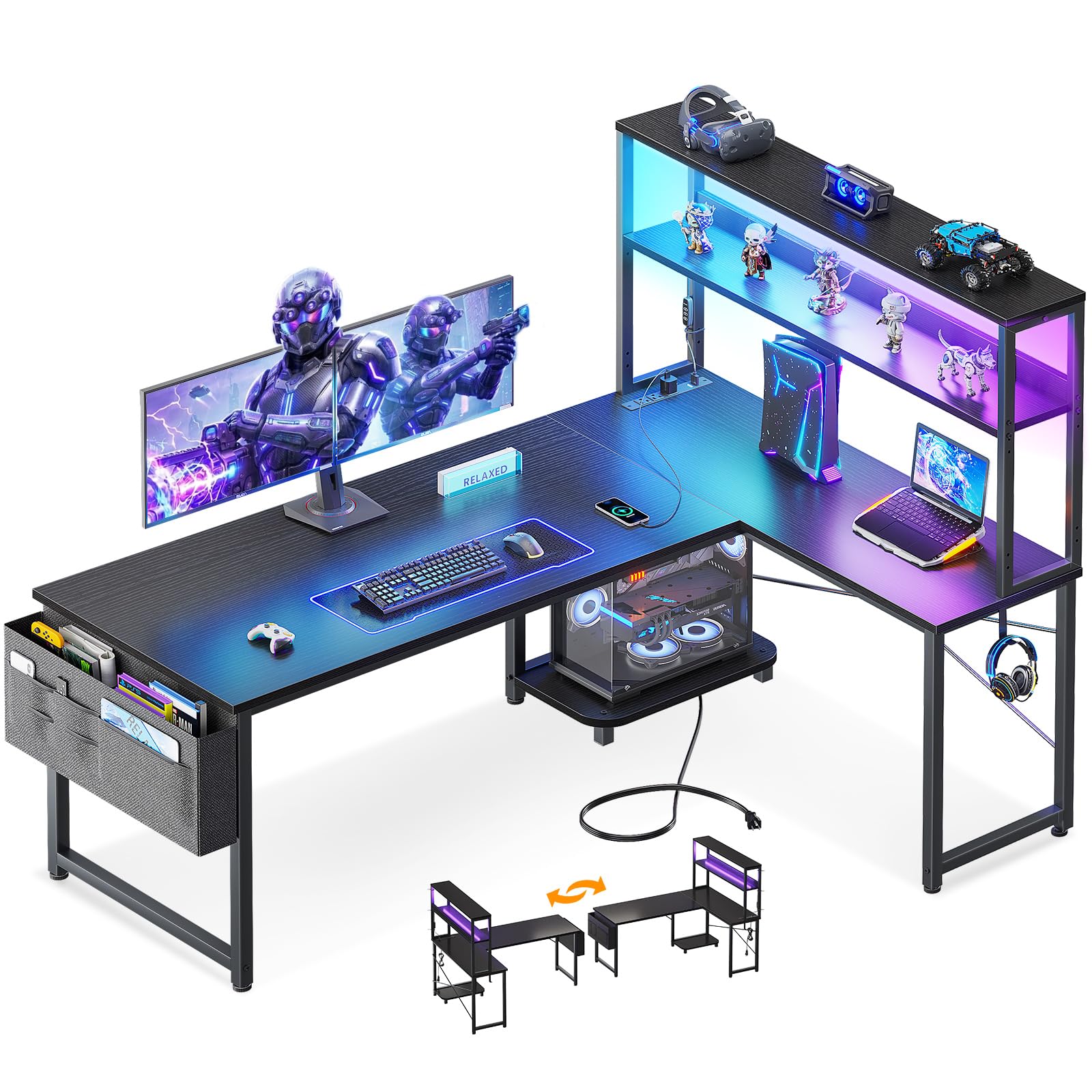 ODK 53" L-Shape w/ Shelves