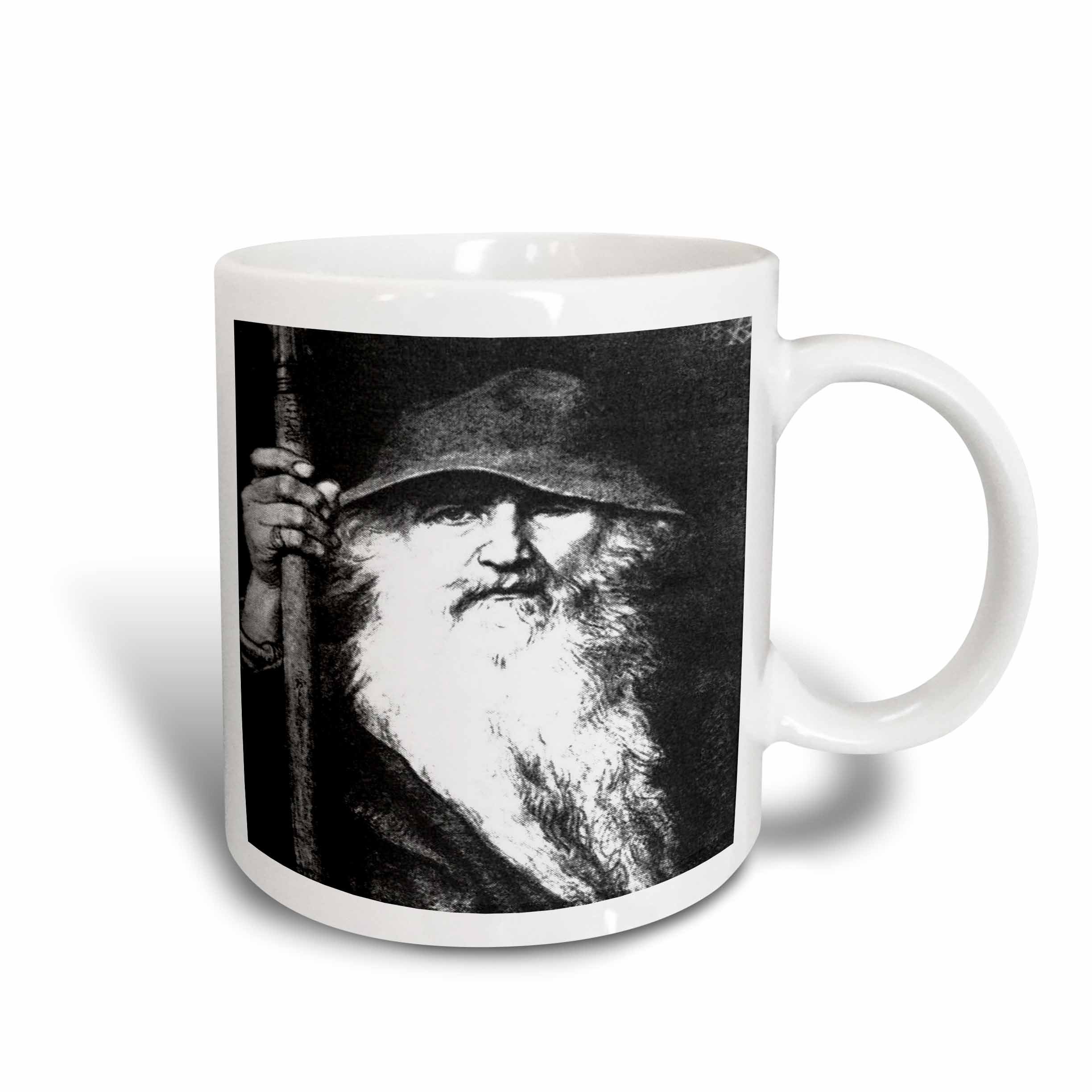 3dRose mug_78778_1 Odin- Odin, God, Norse God, Mythology, Black and White, Silhouette, Norway, Warrior, Barbarian Ceramic Mug, 11-Ounce
