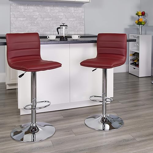 Miniatura 34 de Flash Funiture silla de bar ajustable con base cromada, Vinilo, Negro Negro -,Blanco,Marrón,Borgoña,Verde,Gris,Naranja,Púrpura,Rojo