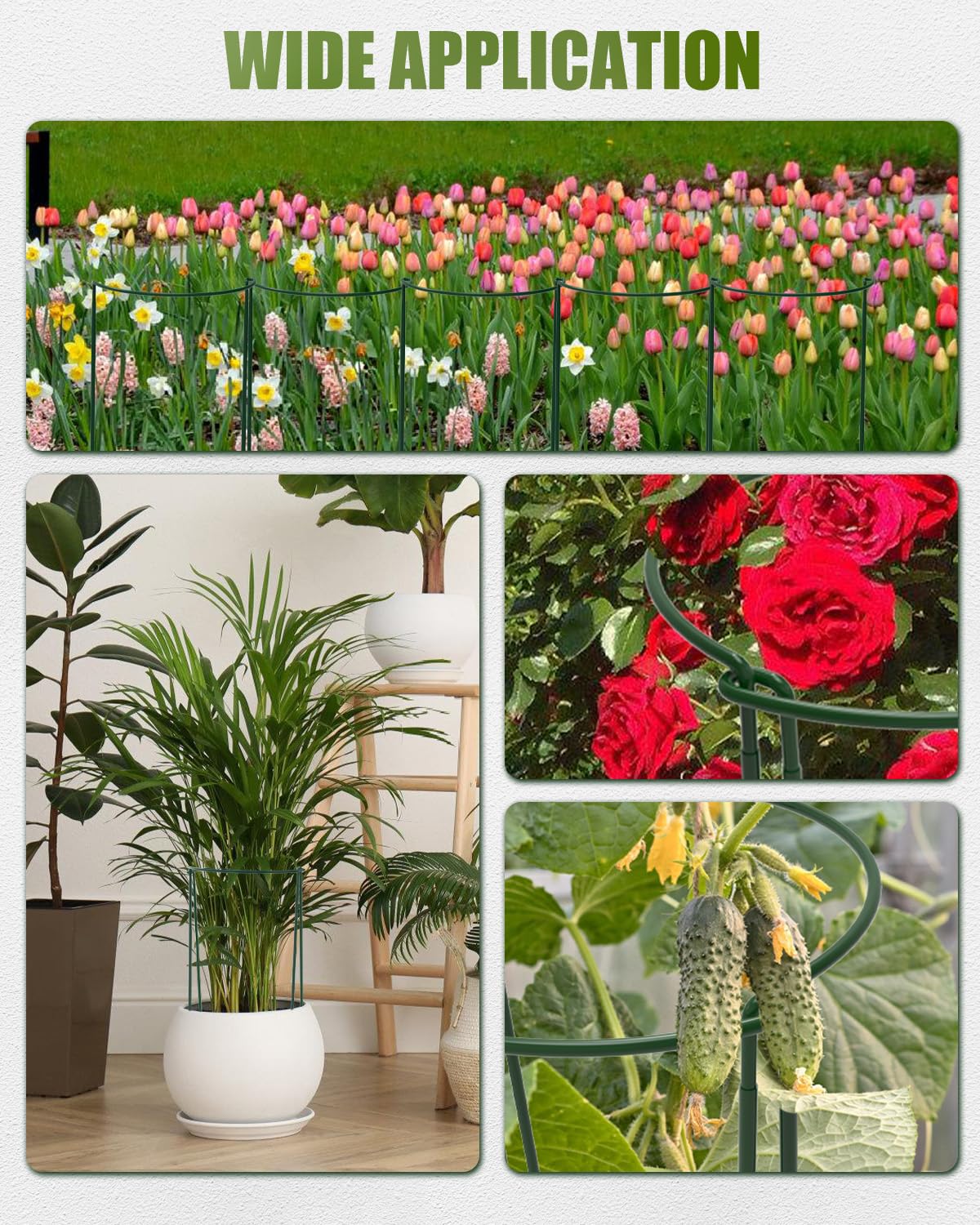 Joyhalo Pfingstrosen-Käfige und Stützen, 81,3 cm, verstellbare Pflanzstäbe für Outdoor-Pflanzen, Pflanzenstützpfähle, Pfingstrosen-Käfig mit 15 Drehbändern, Blumenpfingstrosen, Stützkäfige für