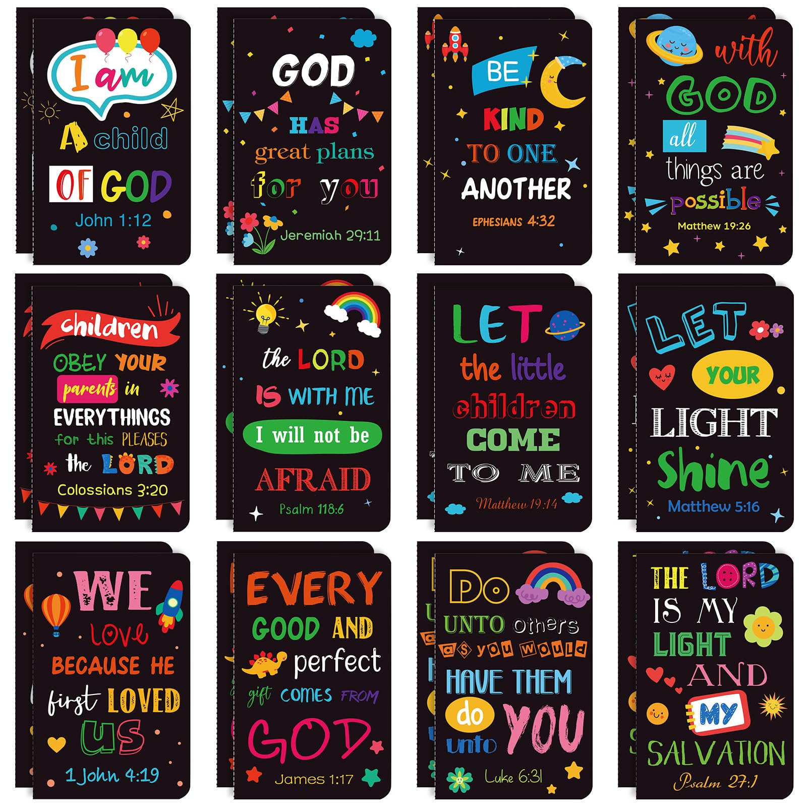 Faccito 24 Pcs Bible Verse Mini Notepad Christian Mini Notebook, Simple