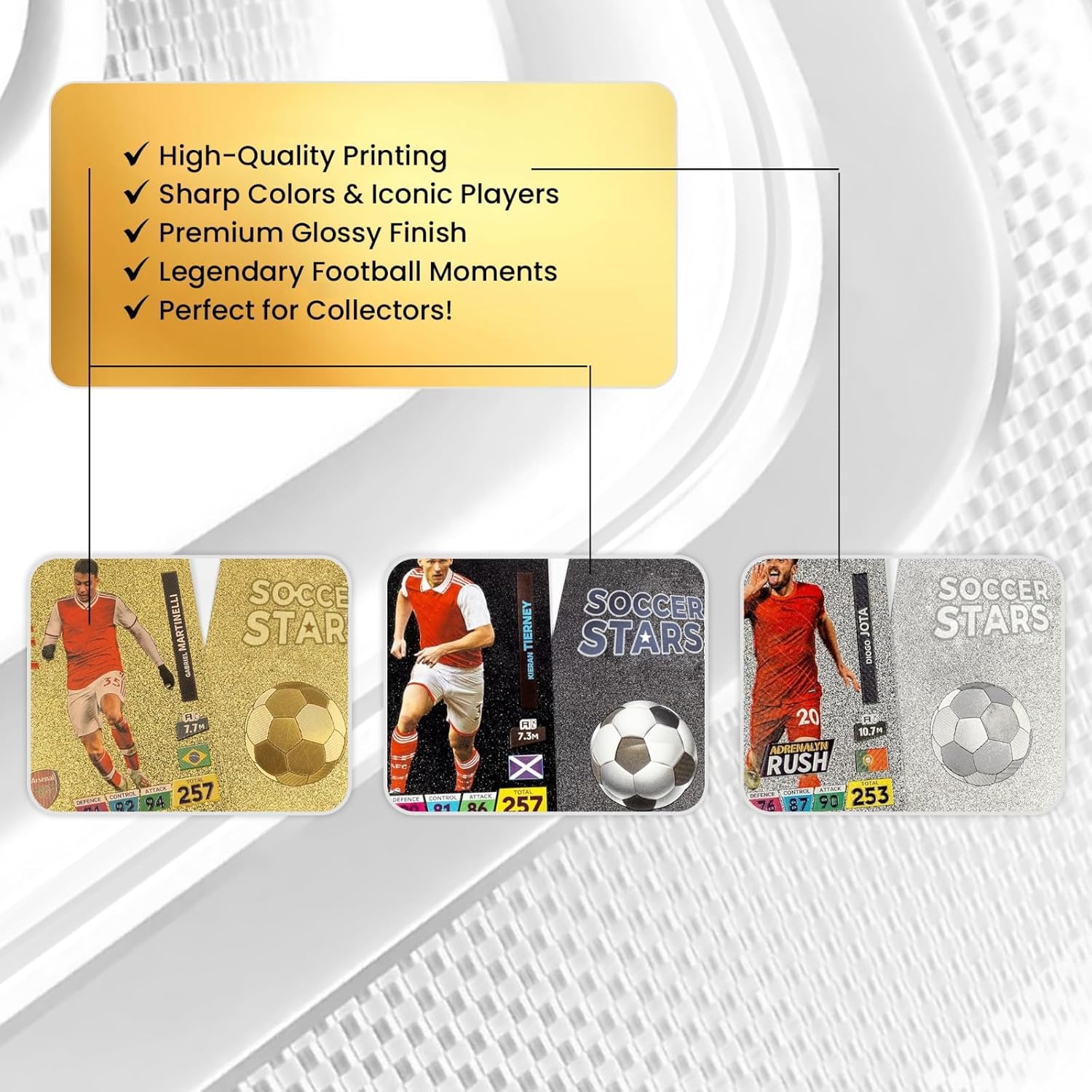 Soccer Trading Cards 2026-27 | 3 Packs - 33 Collectible Cards for Fans & Players Black, Gold & Silver Soccer Mystery Cards Packs Different Cards in Each Set - Try & Collect Them All