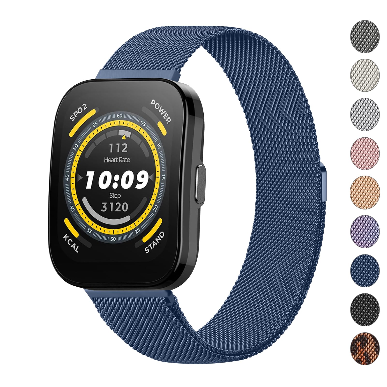 AK Metal Band for Amazfit Bip 5 / GTR 4 Bands - 22mm Stainless Steel Mesh Loop Magnetic Strap for Women & Men