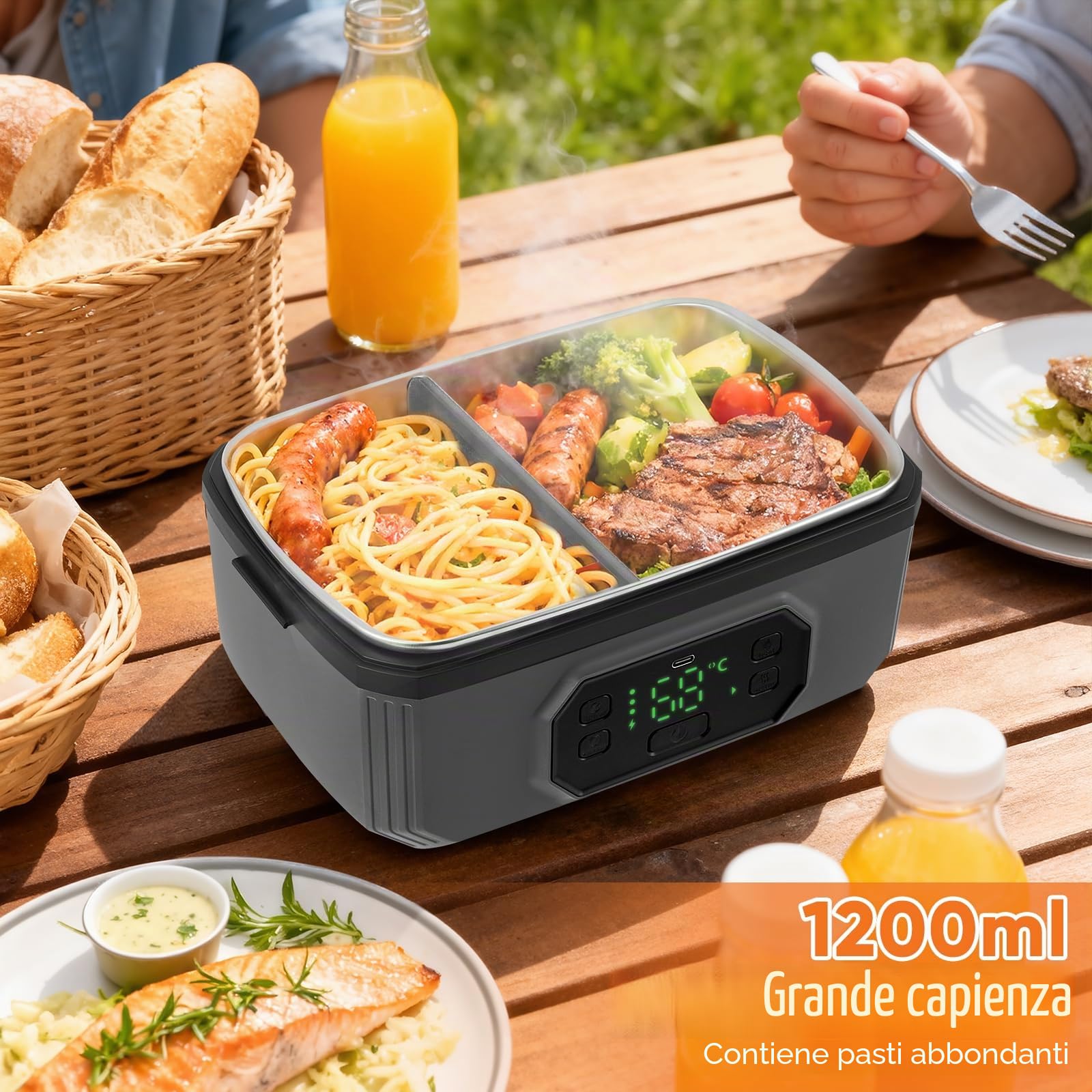 Lunch Box elettrico, riscaldato per uomini e donne, isolato e auto-riscaldante,Scatola per il pranzo elettrica senza fili per adulti,Scaldavivande Elettrico Portatile,