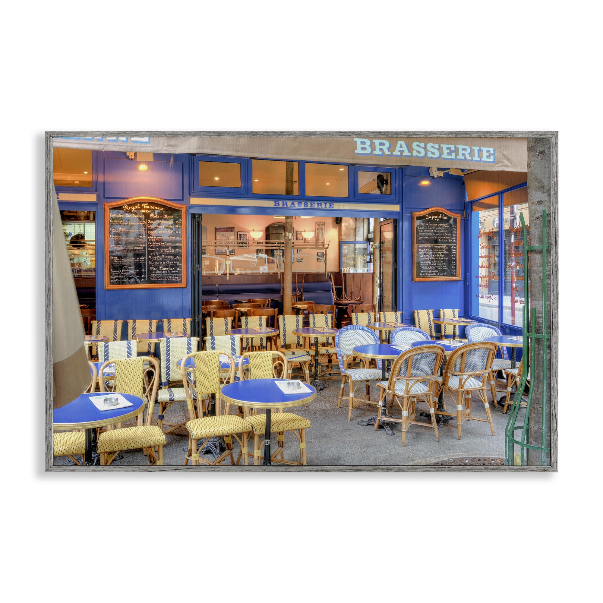 Stupell Industries Parisian Brasserie Terrace with Bistro Chairs and Outdoor Cafe Ambiance, 20 x 30 Inch Framed Giclée Print, by Alan Blaustein, Made in USA Gift