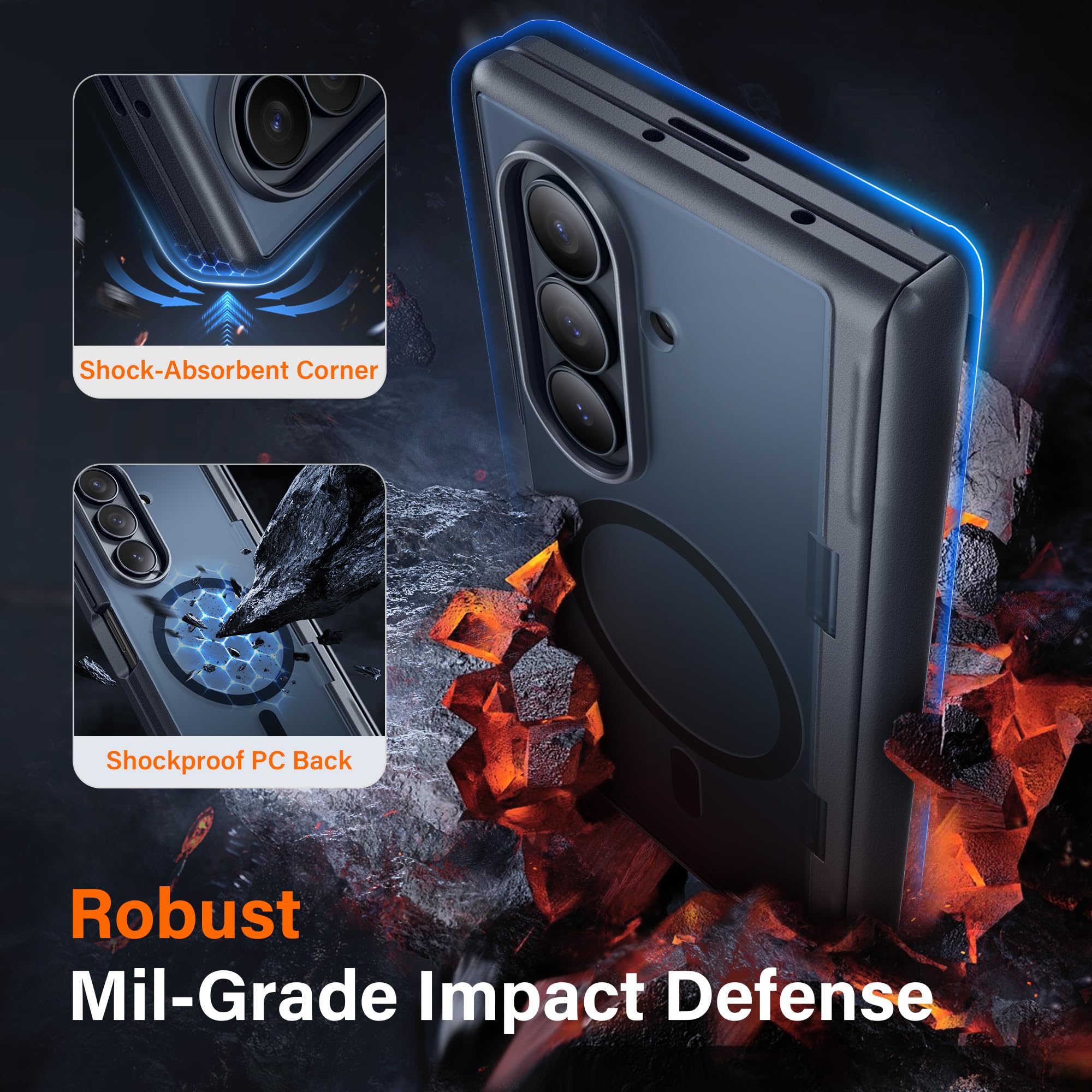 MOBOSI für Samsung Galaxy Z Fold 7 Hülle mit Schutzfolie Sichtschutz,Kompatibel mit MagSafe,Handyhalterung&Scharnierschutz,Magnetisch Stoßfest Kratzfest Schutzhülle für Z Fold7,Schwarz