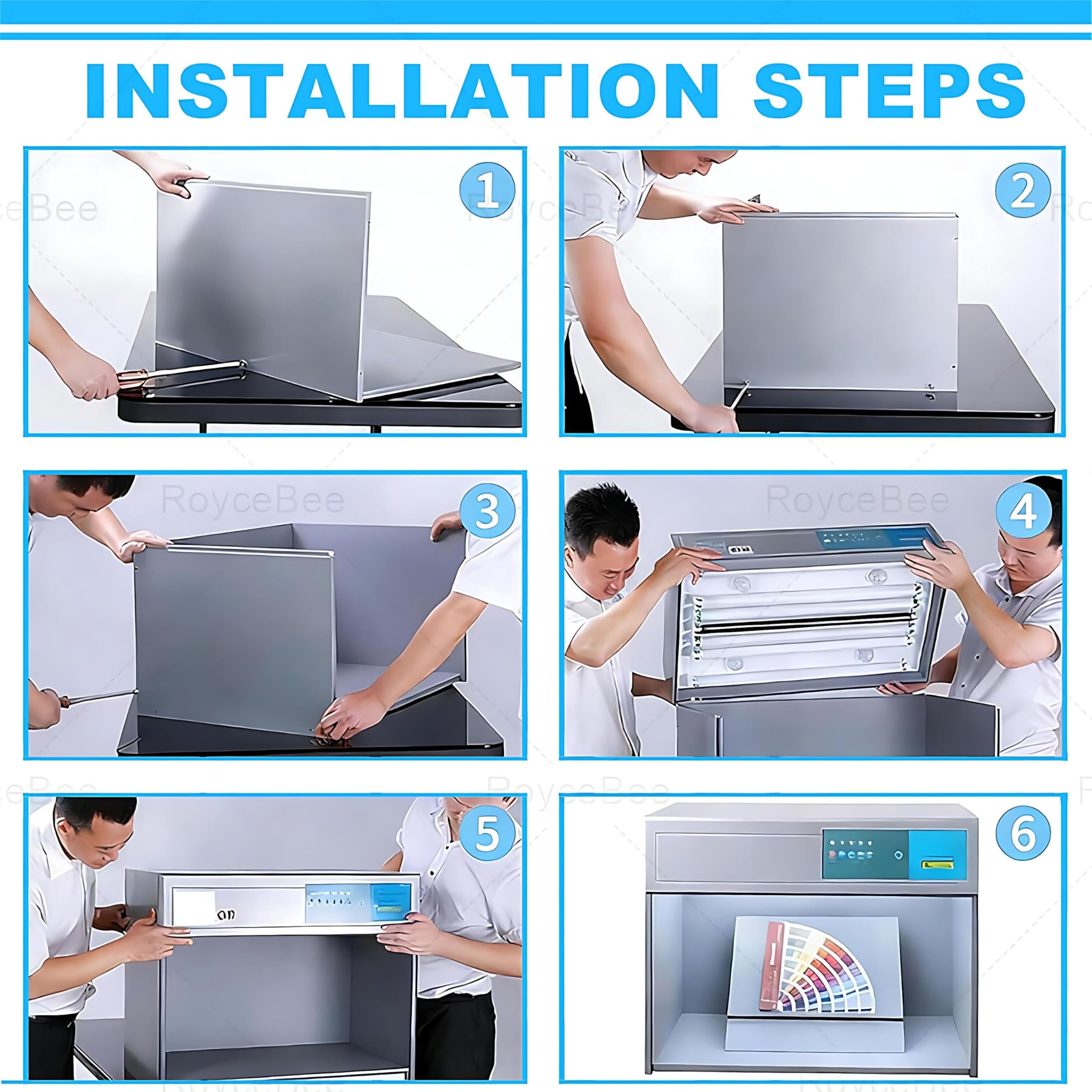 Cabine D'Observation ColoriméTrique Professionnelle avec 6 Sources Lumineuses (D65, Tl84, F/A, UV, Cwf, U30) pour L'Industrie Textile, CéRamique, Cuir, Plasturgie et Impression