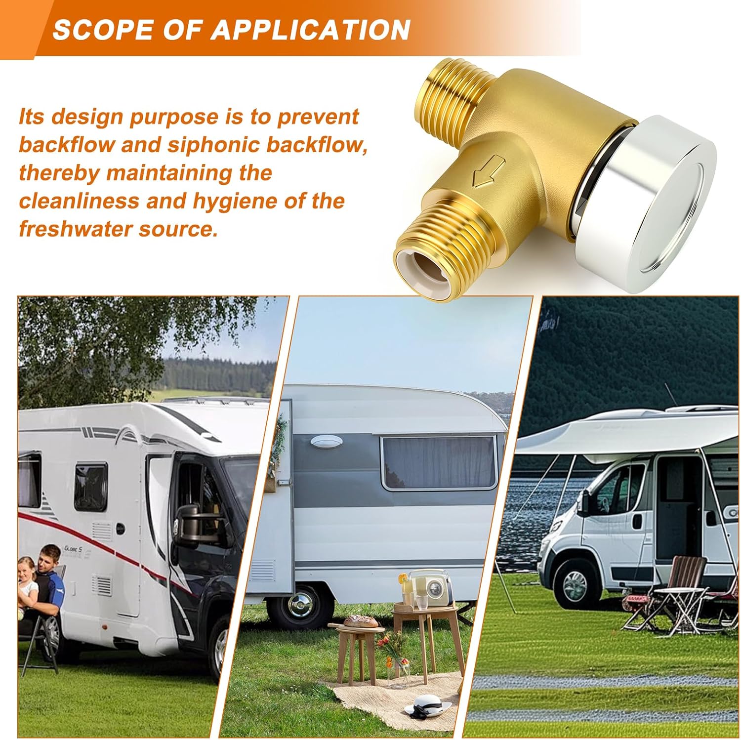 GASHER Brass RV Vacuum Breaker Check Valve, RV Black Tank Valve 571-VAC-CHK-A,for Replace Leaking Vacuum Breaker on Black Tank System