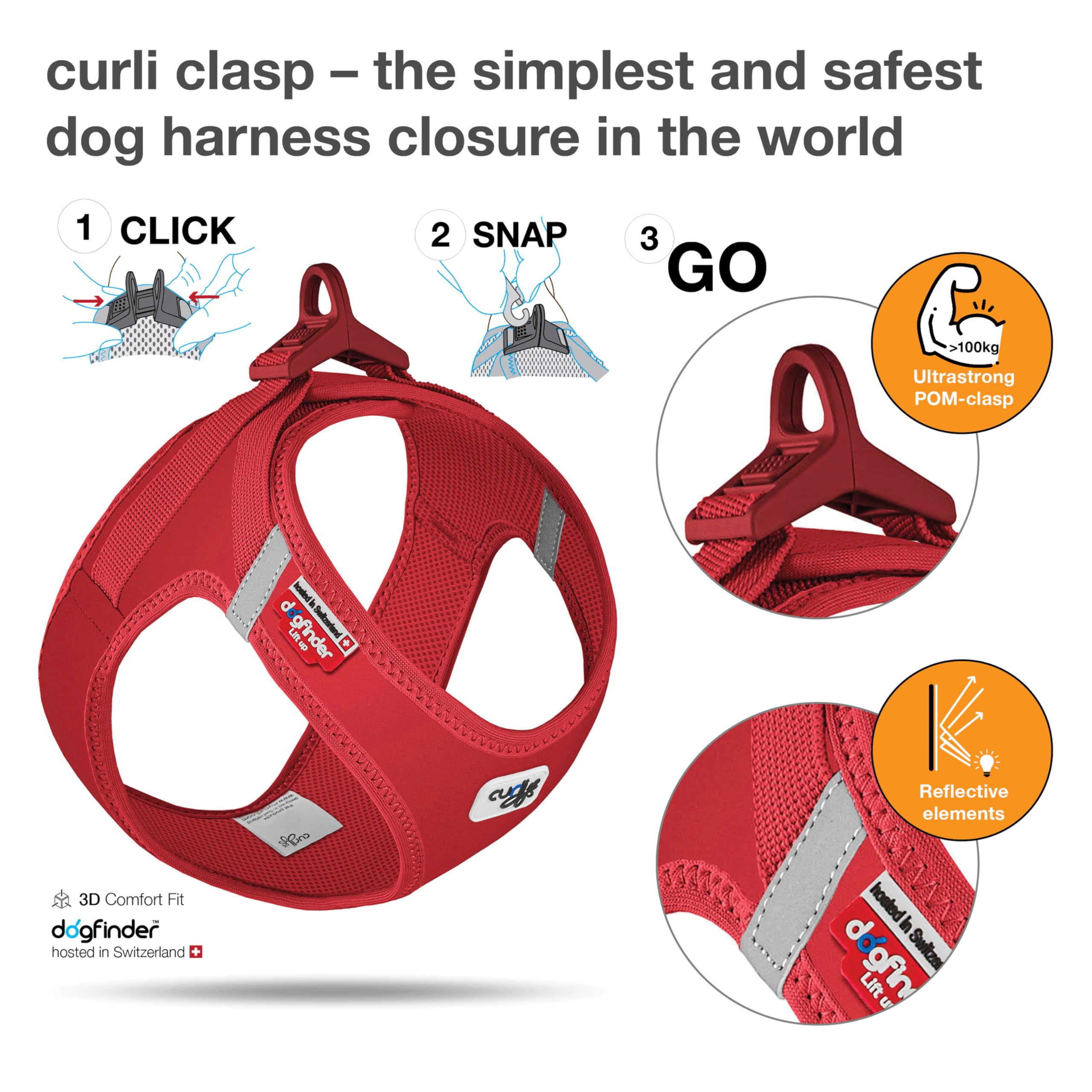 Vest Harness curli Clasp Softshell Red XL - Image 3