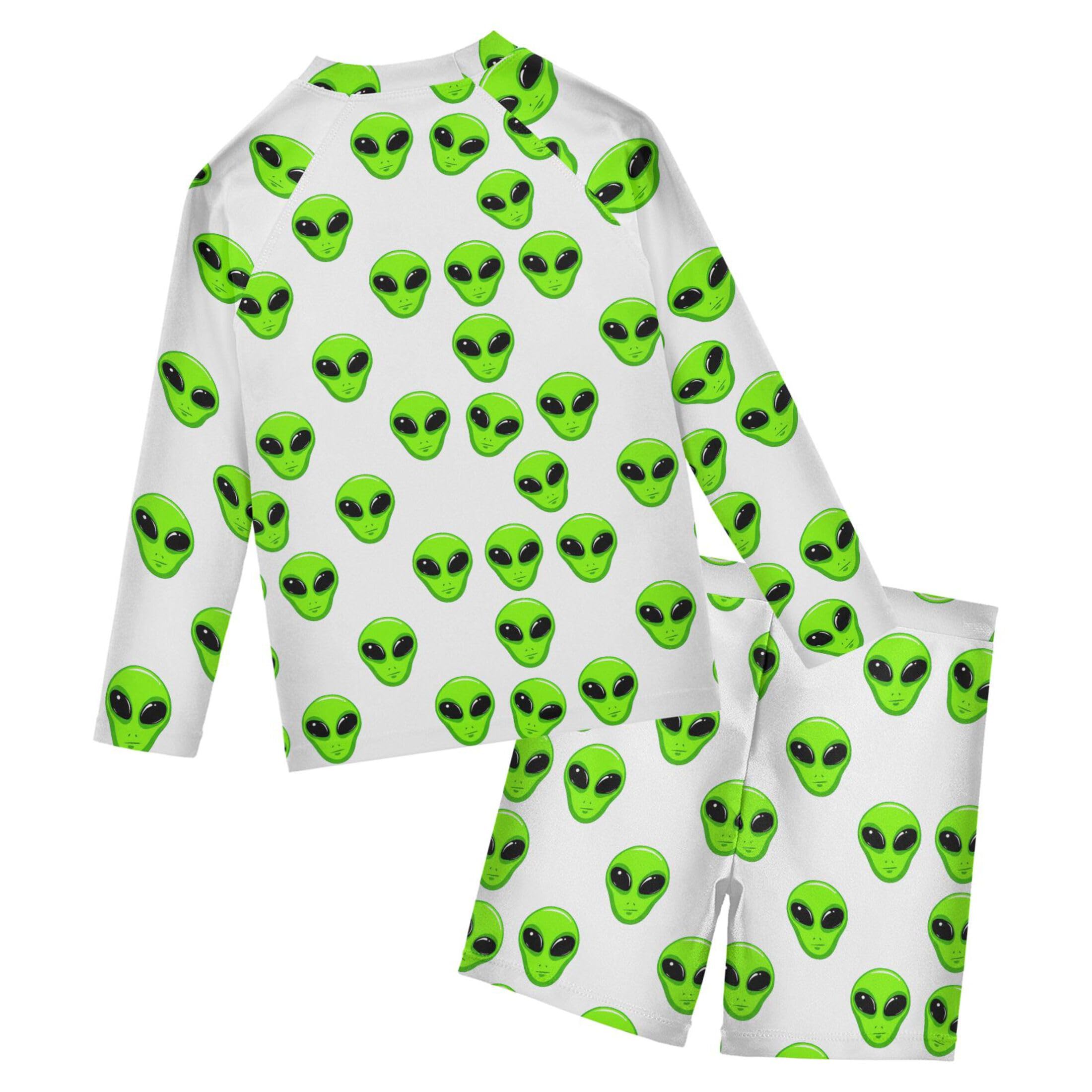 Cute Alien UFO Toddlers and Baby Boys' Swimsuit Trunk and Rashguard Set B0404026