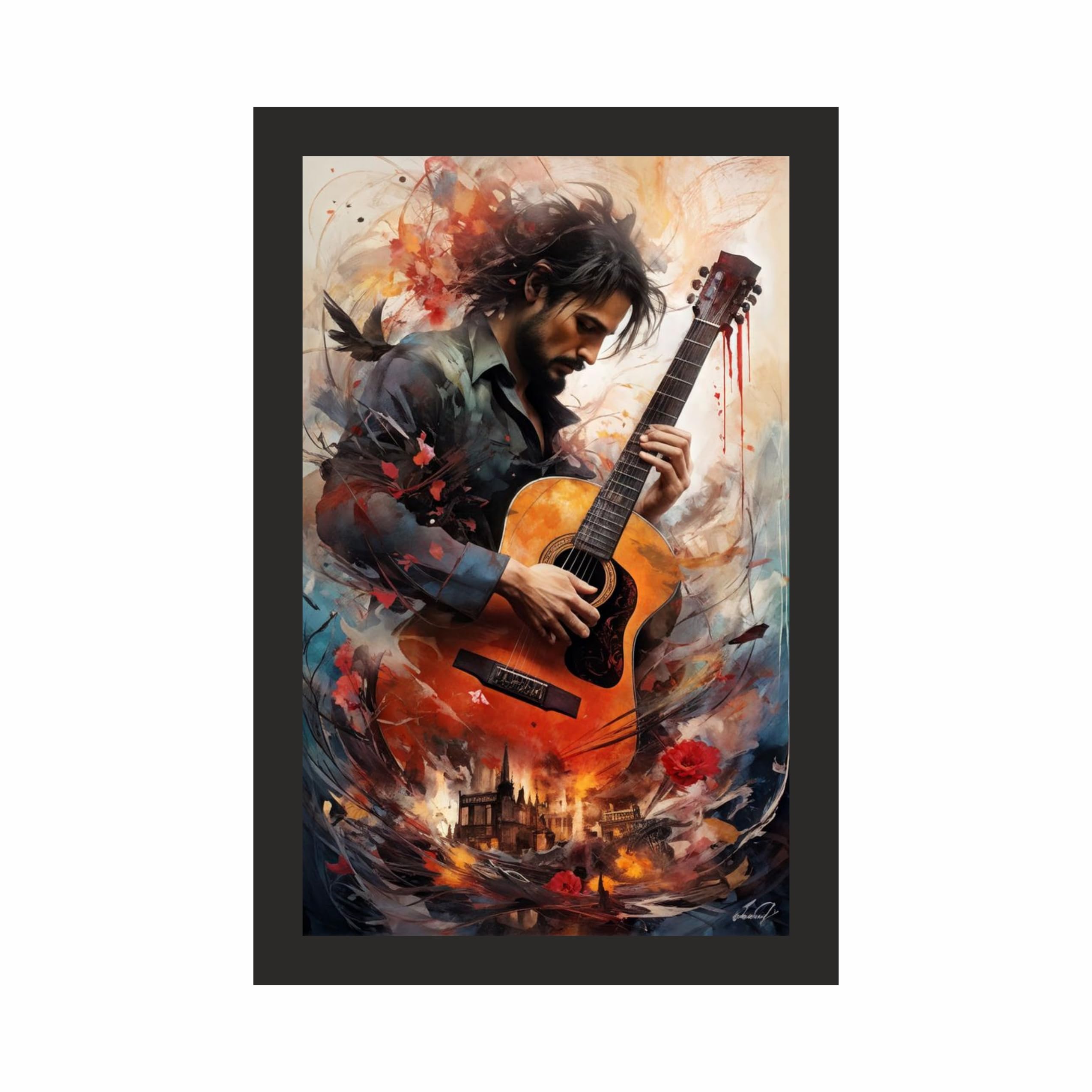 Artistic Guitar Musician Wall Art – view 3