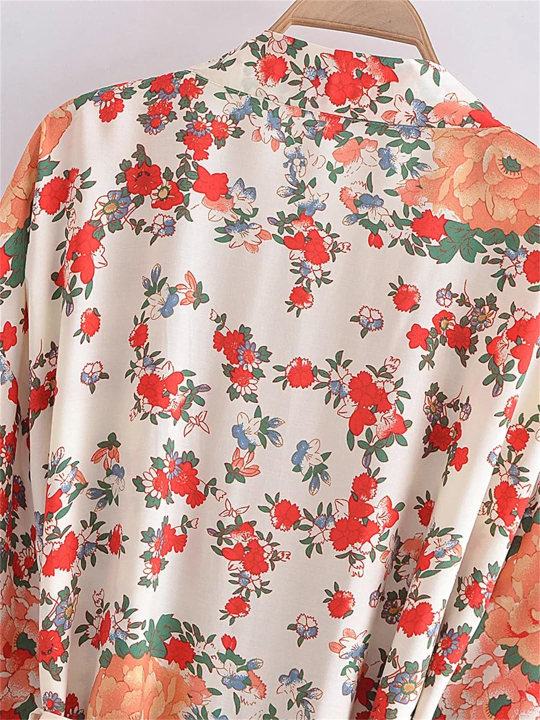 Stampa Floreale Fusciacche Bohemian Kimono Per Le Donne Maniche A Pipistrello Breve Robe Bikini Cover-up