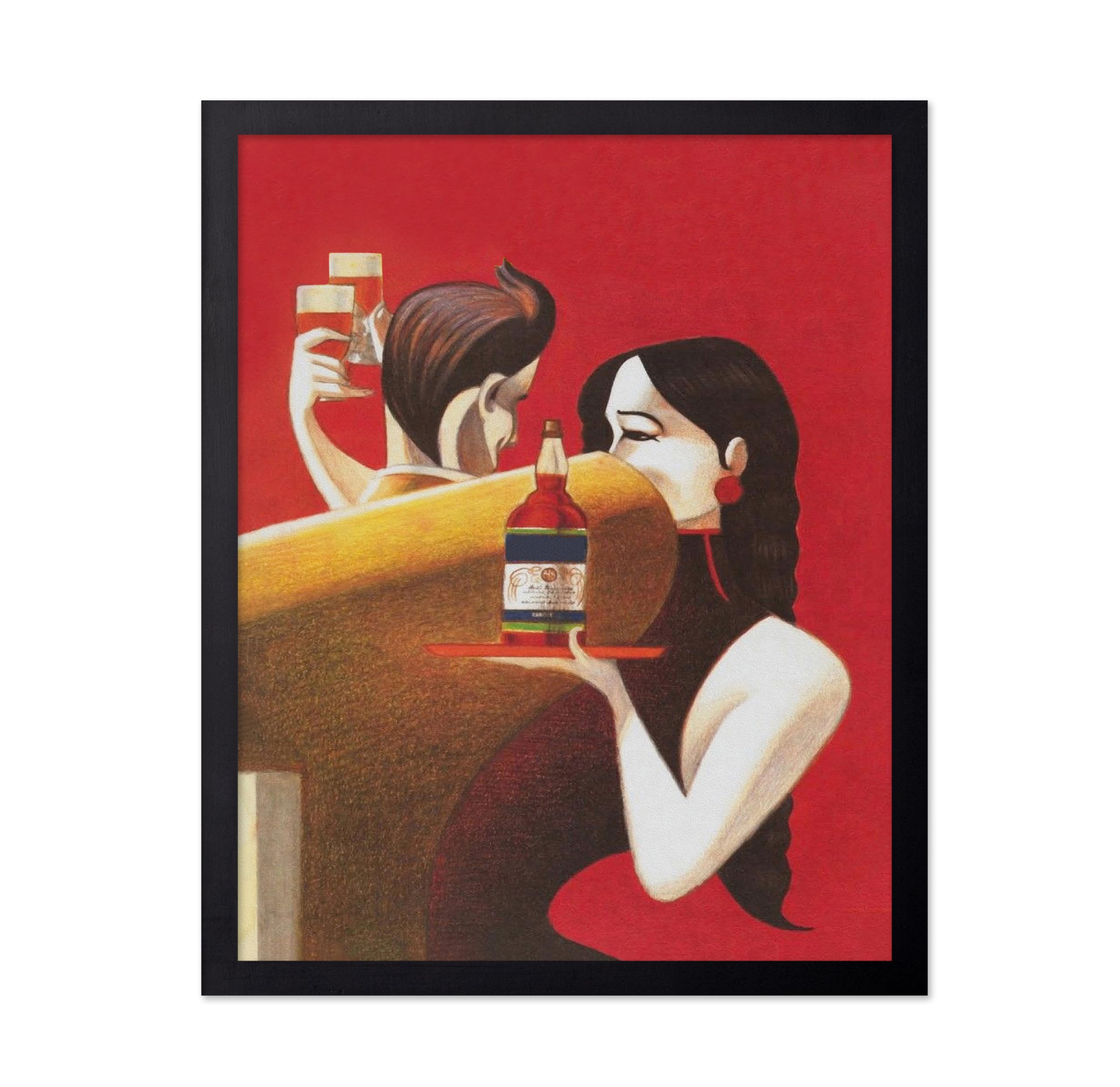 Poster Master Vintage Liquor Poster - Retro Couple Drinking Print - Alcohol Art - Romantic Gift for Men, Women, Bartender - Chic Decor for Bar, Man