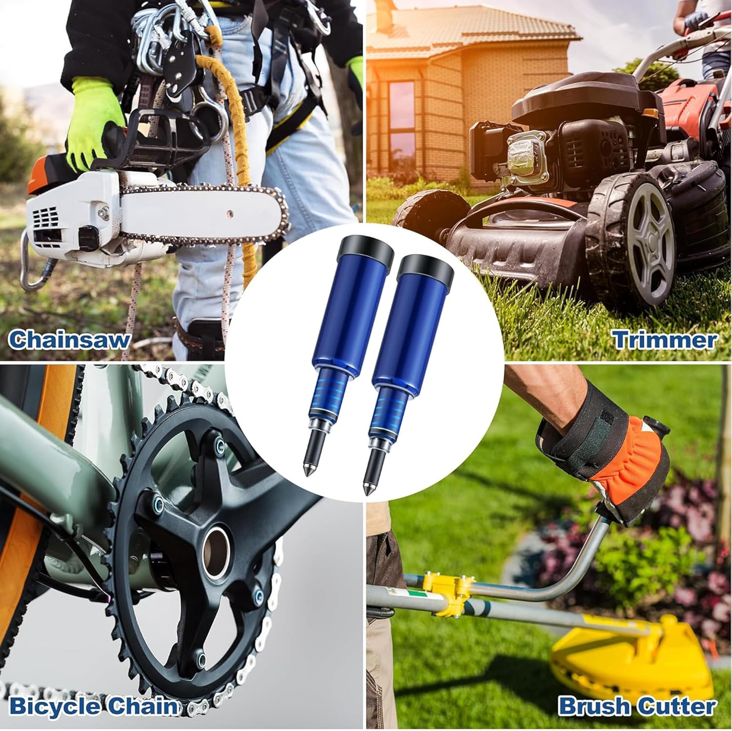 Meonum 2 Pcs Grease Gun for Chainsaws, Pre Loaded Mini Grease Gun with Lubricant, Universal for Most Chains and Cutters, Lubricating Mowers, Trimmers, Easy Refill Brushcutter Lube Tool