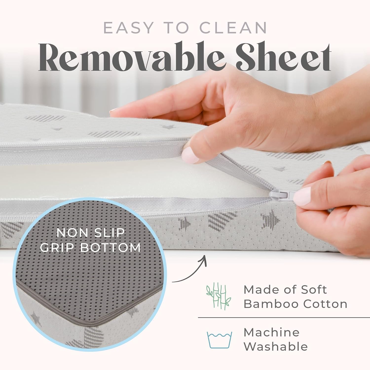 Waterproof Pack and Play Mattress Topper 38″ x 26″ Trifold Style