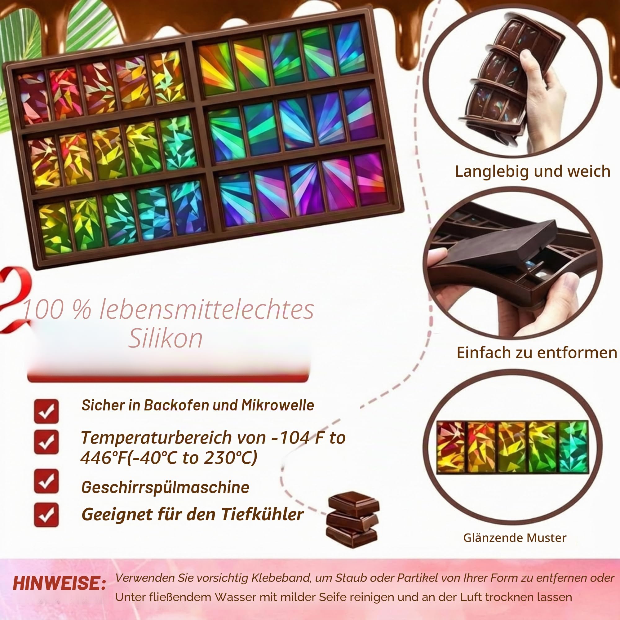 Ziliny Holografische Schokoladenformen aus Harz, Schokoladenformen aus Silikon, dicke und tiefe Schokoladentafelformen, wiederverwendbare Formen zum Backen und für DIY-Projekte (Windmühle und