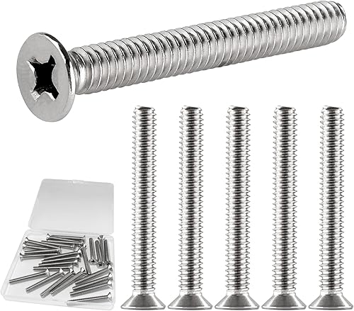 Cionyce Tornillos de máquina Phillips de cabeza plana de 25 piezas, 14-20 x 2 pulgadas, tornillos de montaje de dispositivo de acero inoxidable 304,