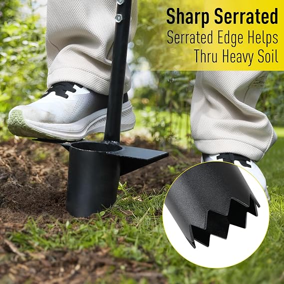 Jardineer Bulb Planter Tool Long Handle, Heavy Duty Garden Transplanter with Ergonomic Handle, Ideal for Planting Bulbs, Seedlings, Flowers & Vegetables, Durable Gardening Hand Tool