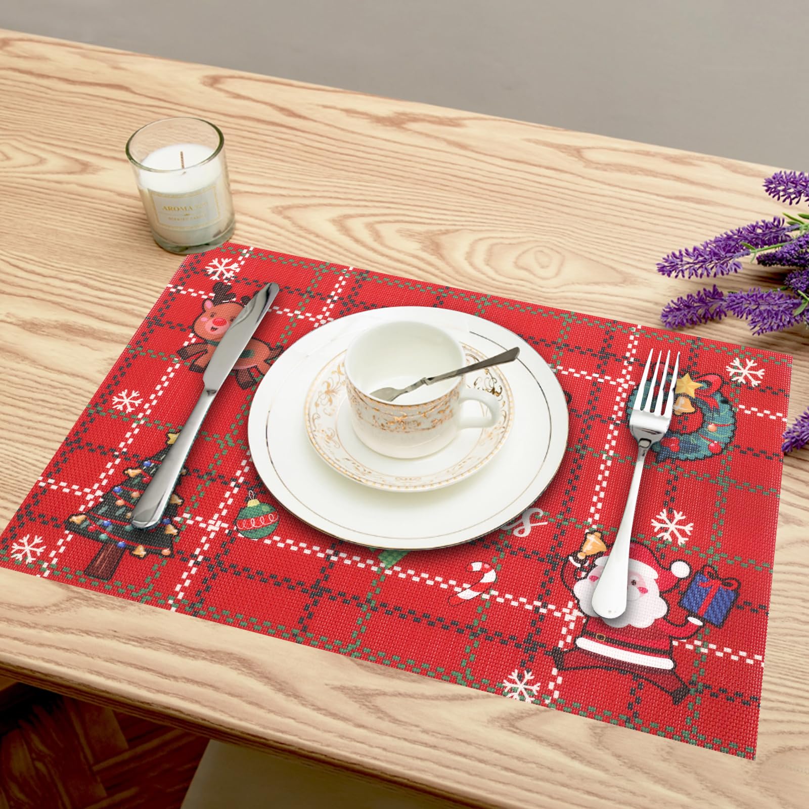 Lot de 6 Sets de Table PVC Lavable Antidérapant Résistant à l'usure à la Chaleur, Facile à Nettoyer et Stocker, 45cmx30cm