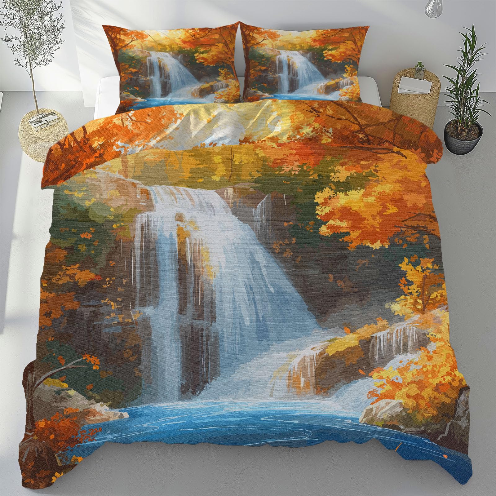 Parure de Lit Cascade Naturel pour une Ambiance d'Été et d'Automne Douce à la Maison