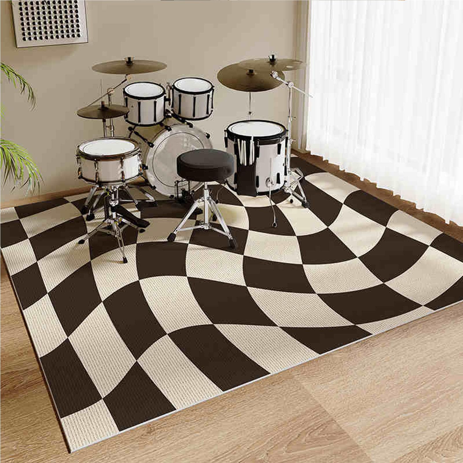 Mata na baterie, dźwiękoszczelna mata bębnowa, instrumenty muzyczne mata podłogowa 200 x 180 cm, mata ochronna, akcesoria perkusyjne, wykładzina antypoślizgowa