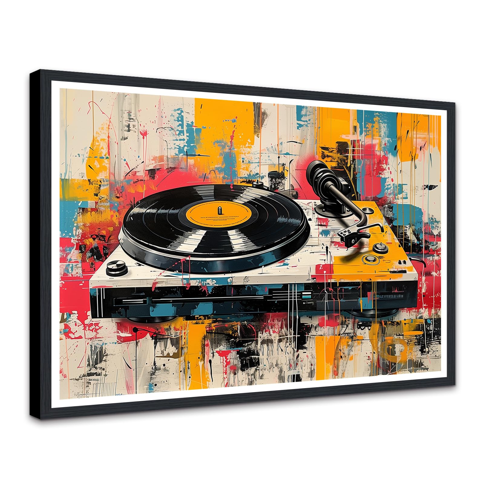 Novatique Tela incorniciata, decorazione da parete musicale, decorazione da parete in vinile, album musicale, decorazione da parete retrò, pronta da appendere, per camera da letto e ufficio, 30,5 x